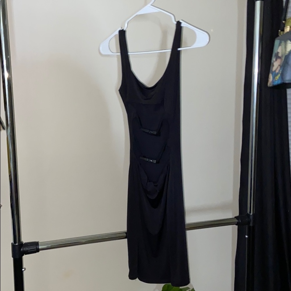 Black shape cut out front dress